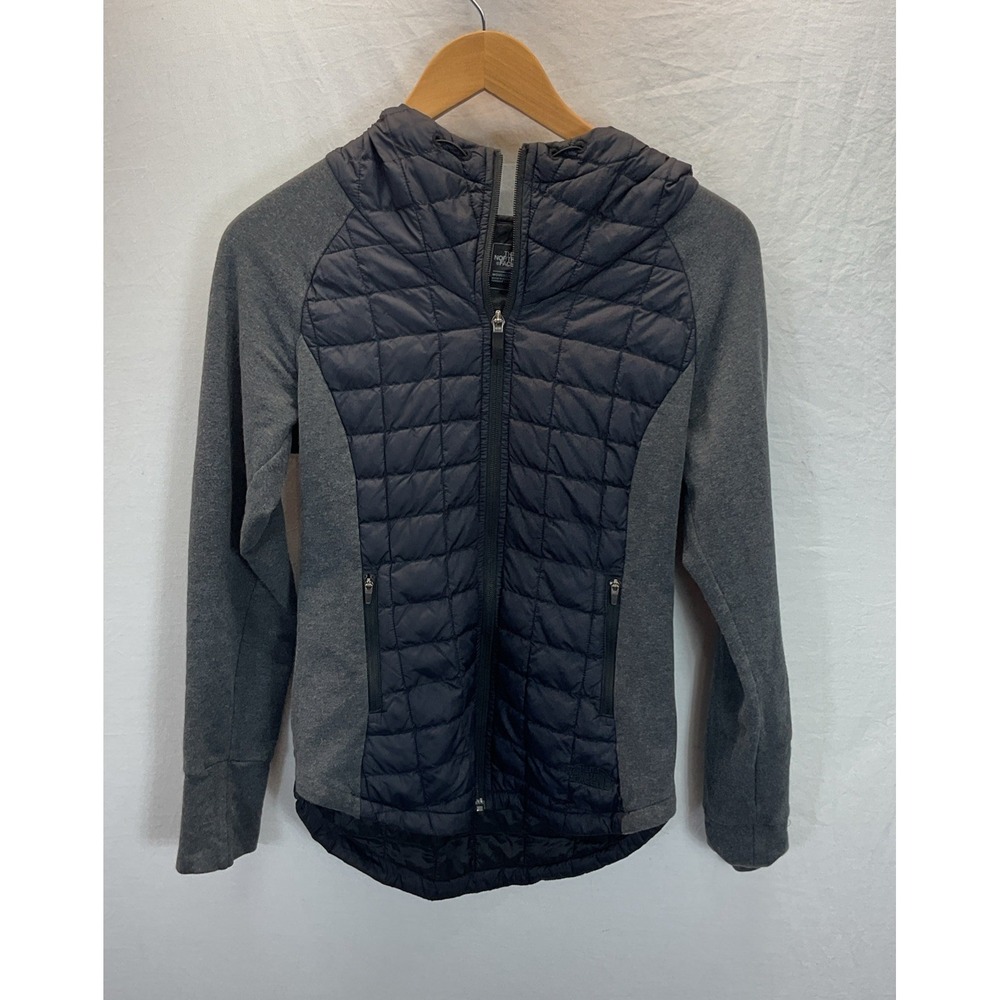North Face Jacket Womens Sz XS Black Gray Endeavor Thermoball Insulated Full Zip
